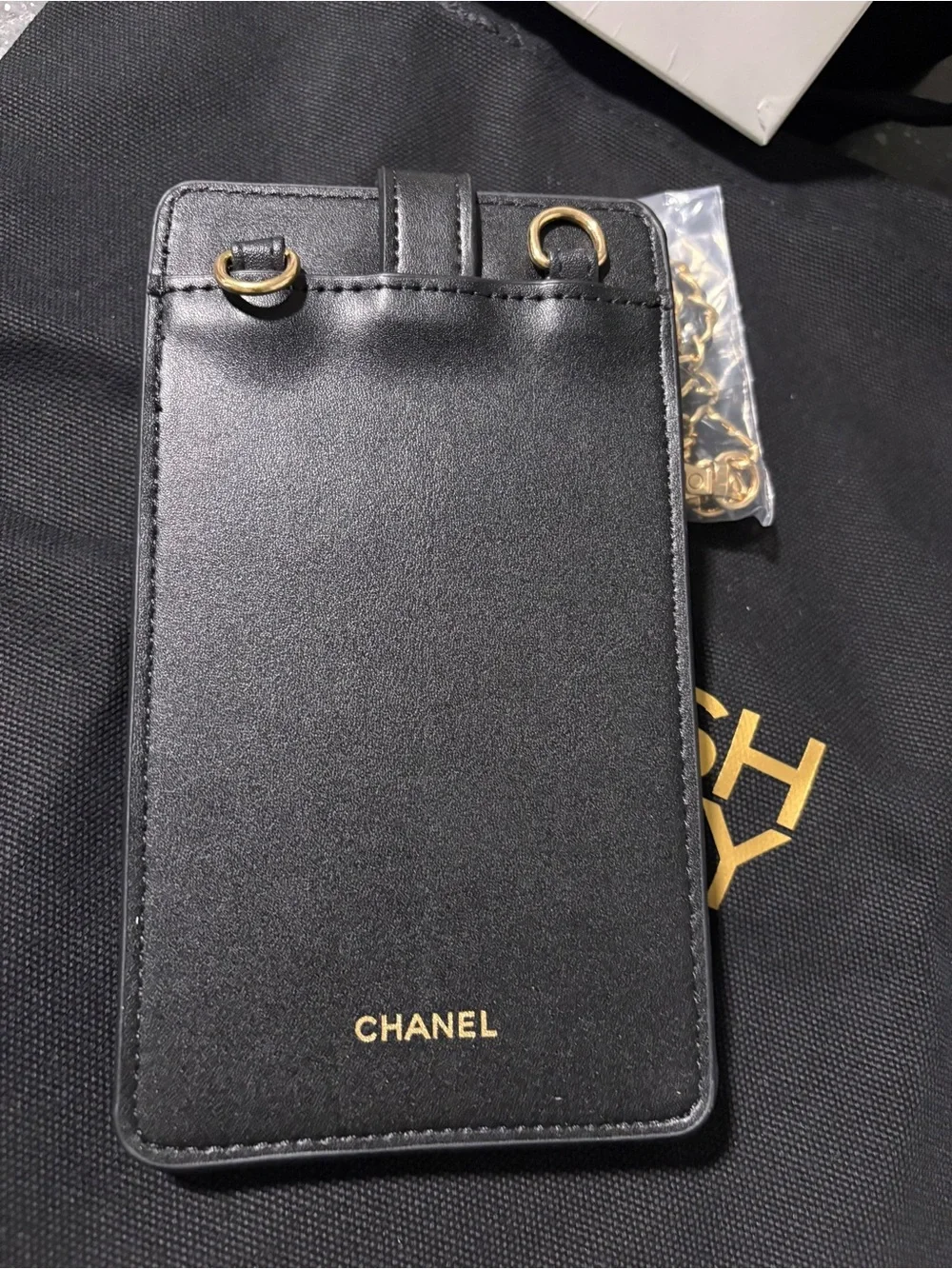 Coco Crush Chanel Perfume Phone Pouch Crossbody & Tote with Gold Accents & Decal